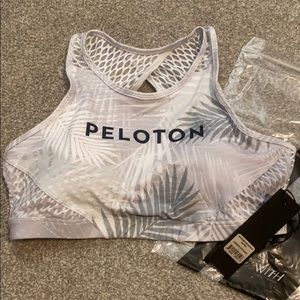 NWT Peloton WITH High Neck Silver Palms Bra